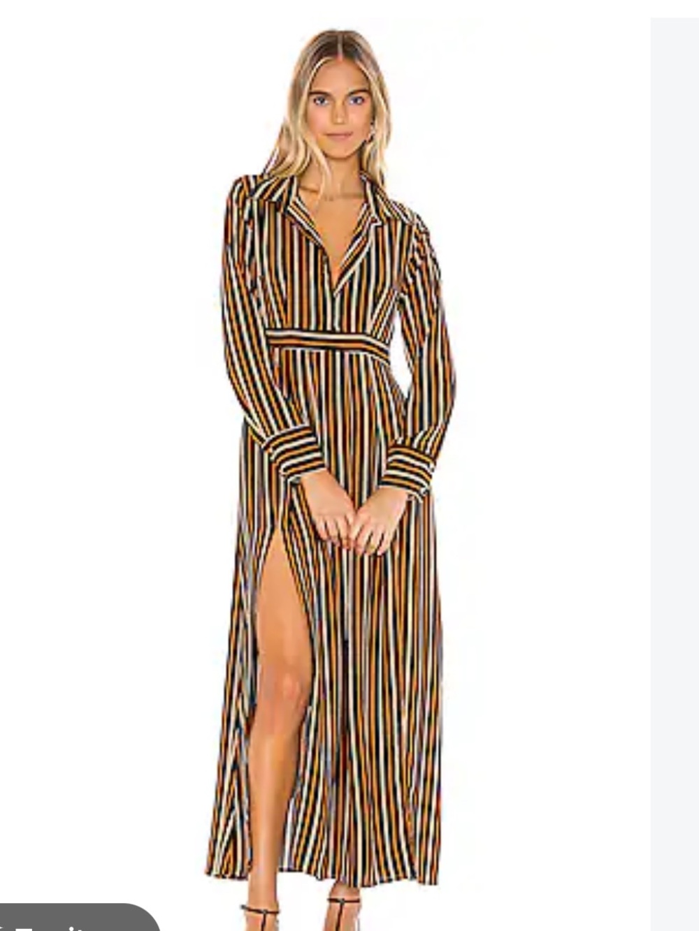 EUC REVOLVE Striped Maxi Dress in Black, Brown, Orange and White